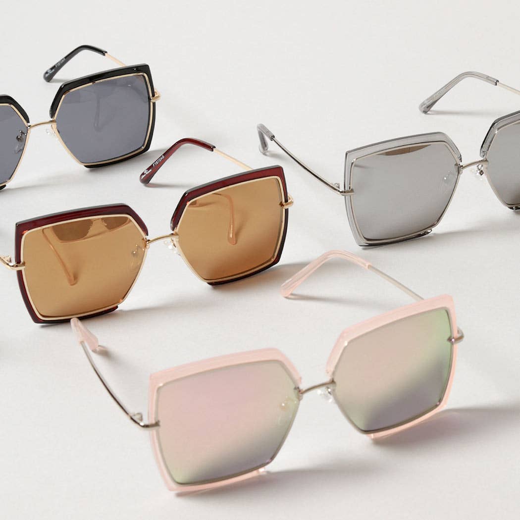 Women's Oversized Square Mirrored Sunglasses