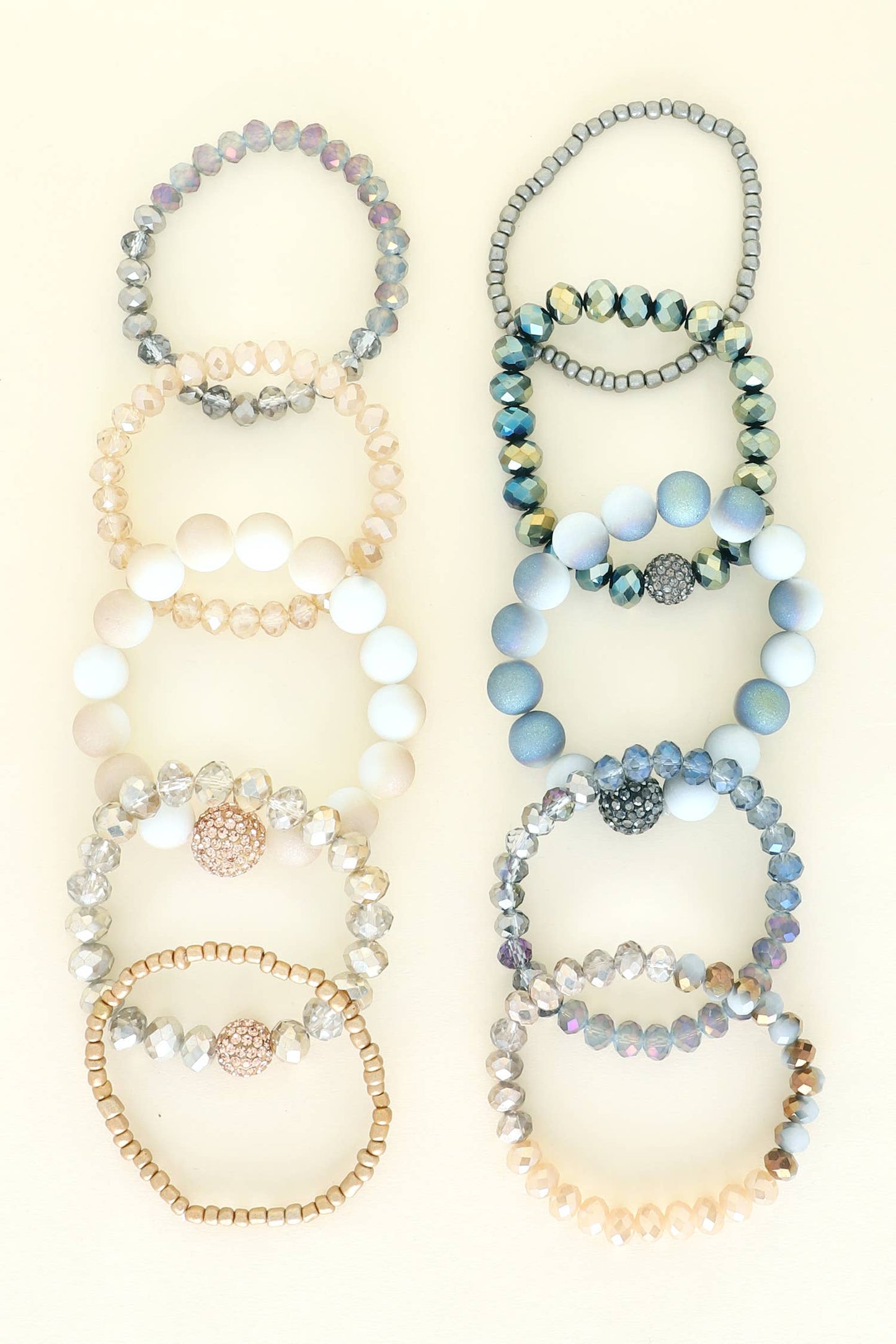 5 Pack Mixed Boho Beaded Layering Stretch Bracelet Set
