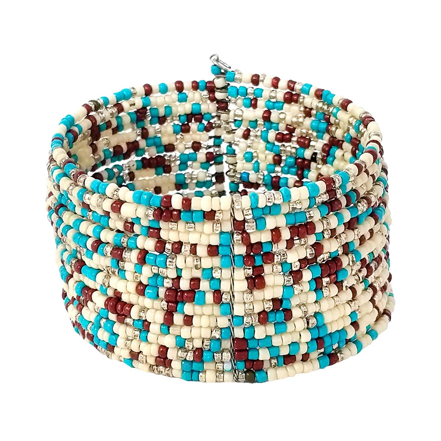 Multicolor Seed Bead Wide Beaded Cuff Bracelet