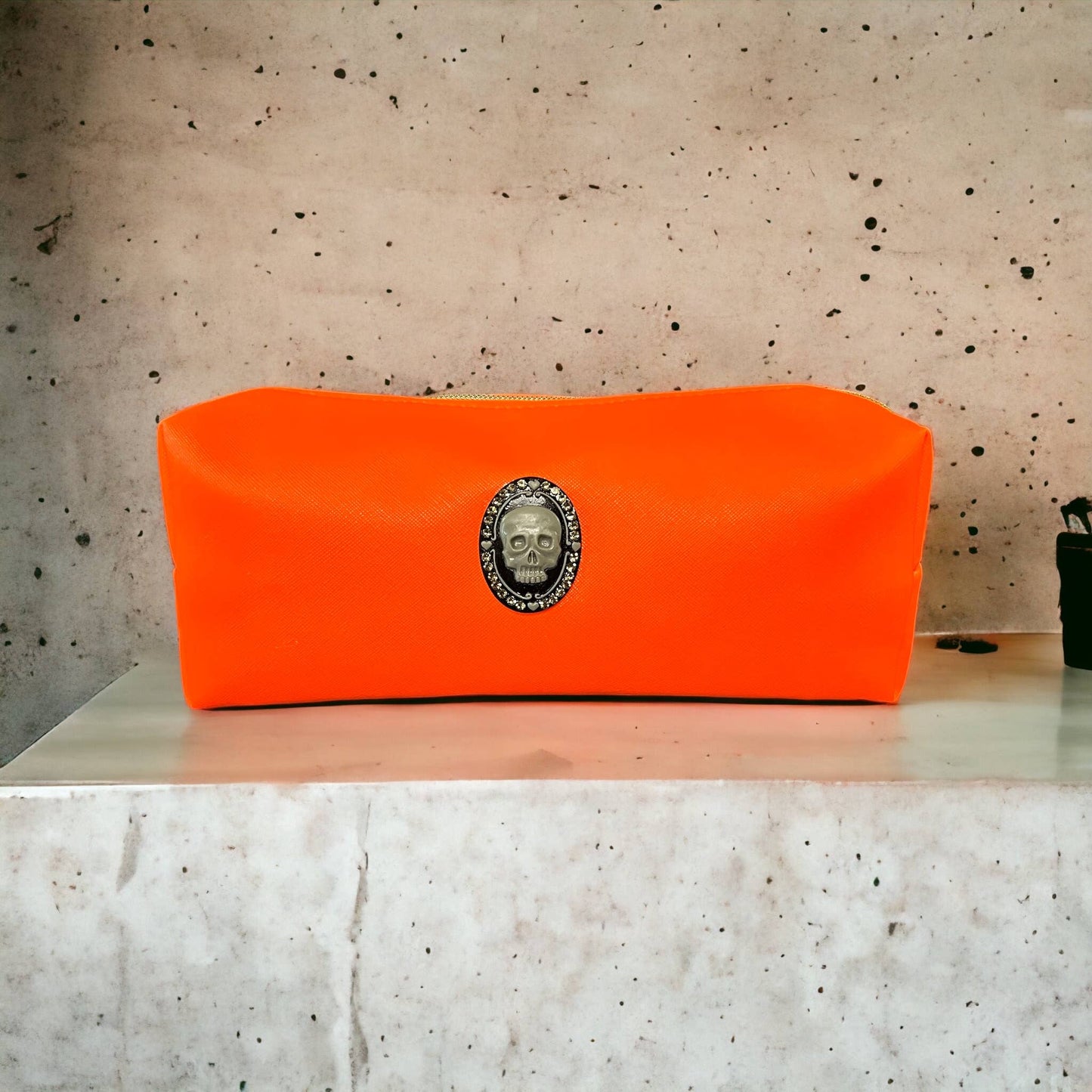 Crystal 💎 Cameo Skull 💀 Vinyl Cosmetic Bag