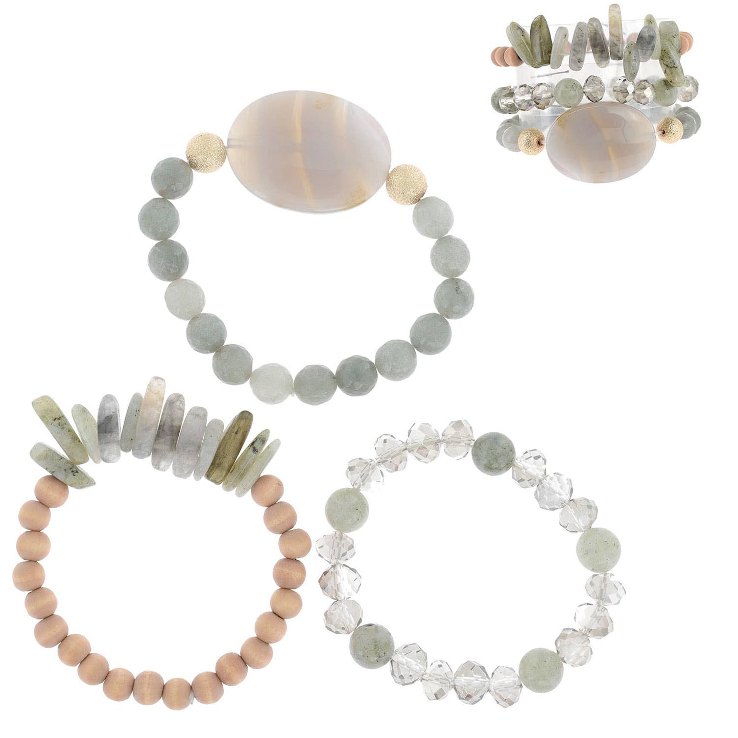 Healing Chakra Layering Mix Beaded 3 Piece Bracelet Set