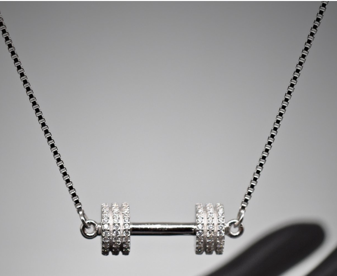 BP sterling CZ barbell necklace