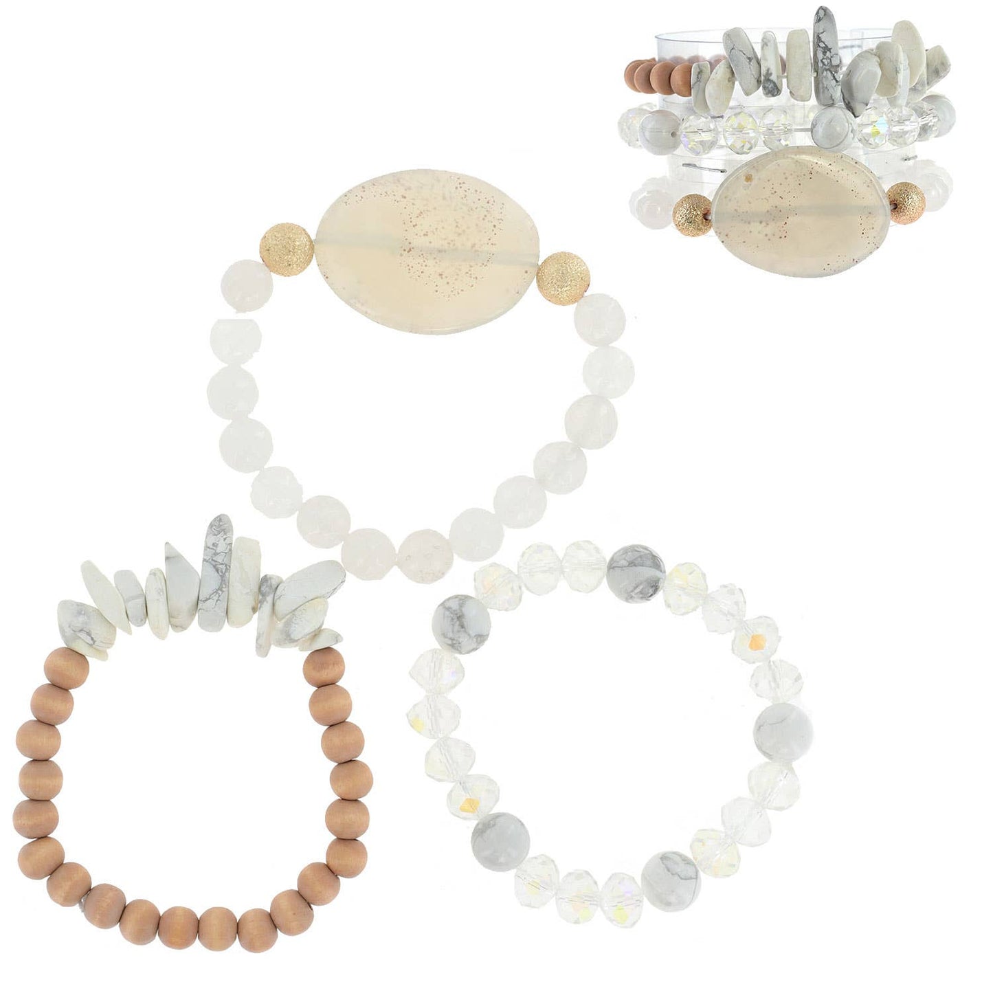 Healing Chakra Layering Mix Beaded 3 Piece Bracelet Set